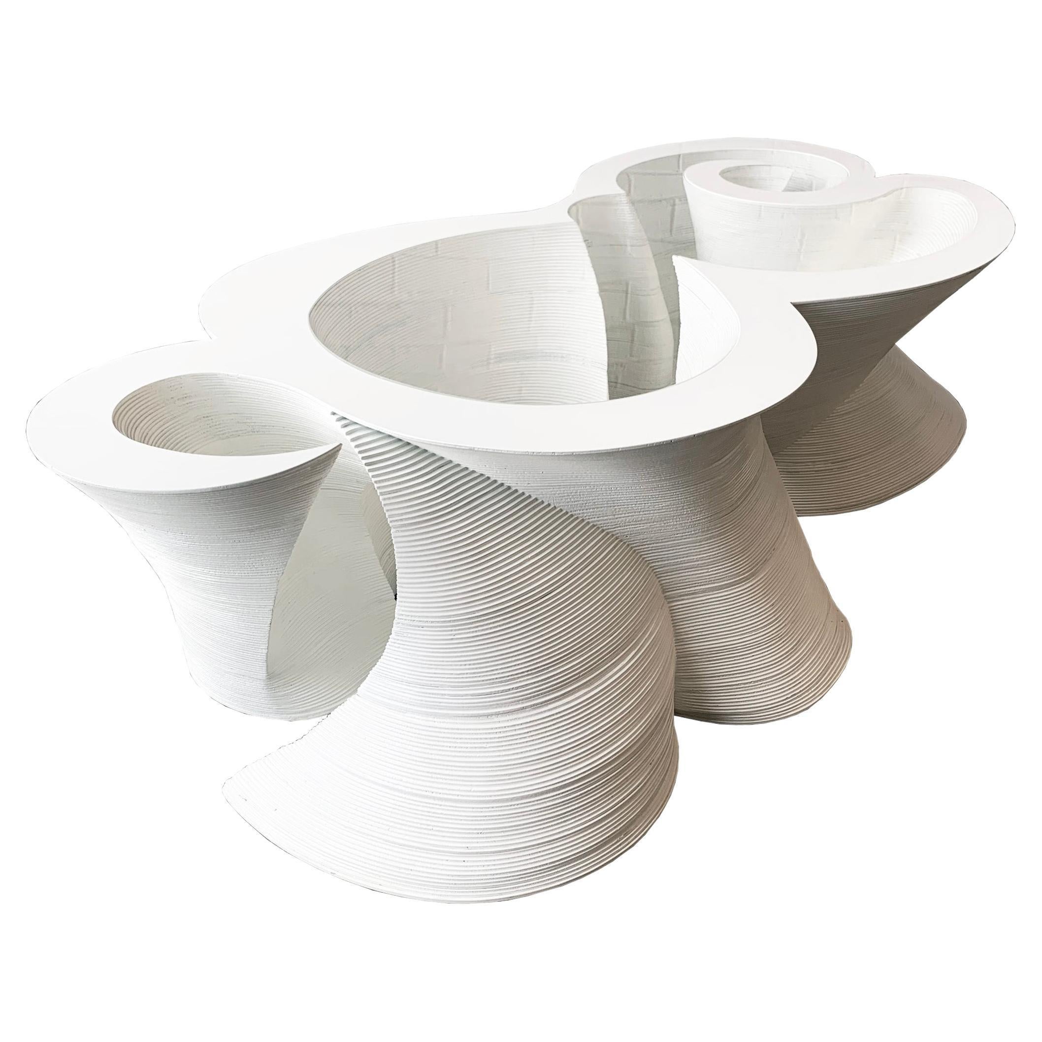 Modern White Coffee Table, Organic Modern Furniture, Custom Design Sculpture  For Sale