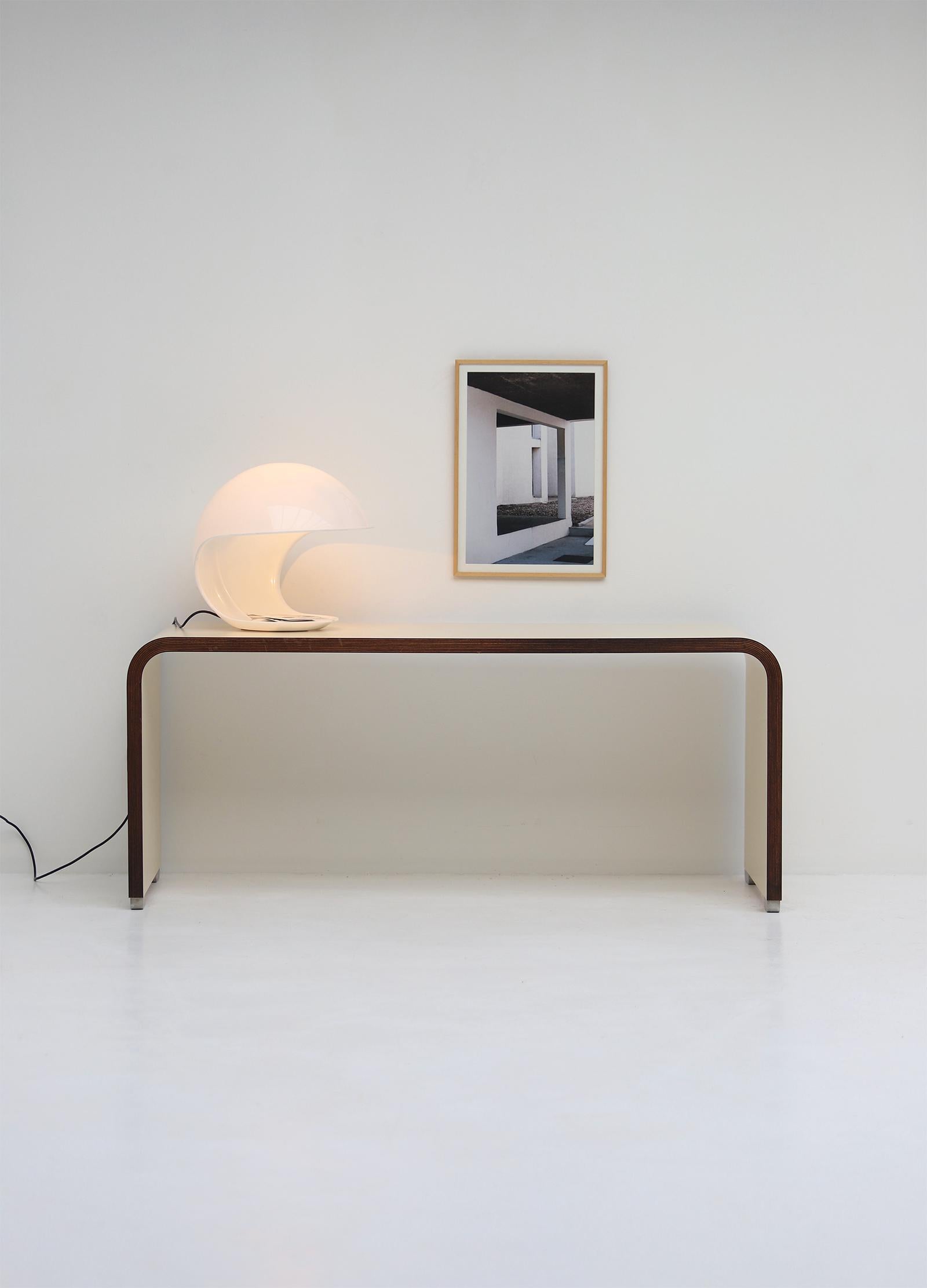 modern white console / side desk by the Belgian company Bergwood, 1970s 2
