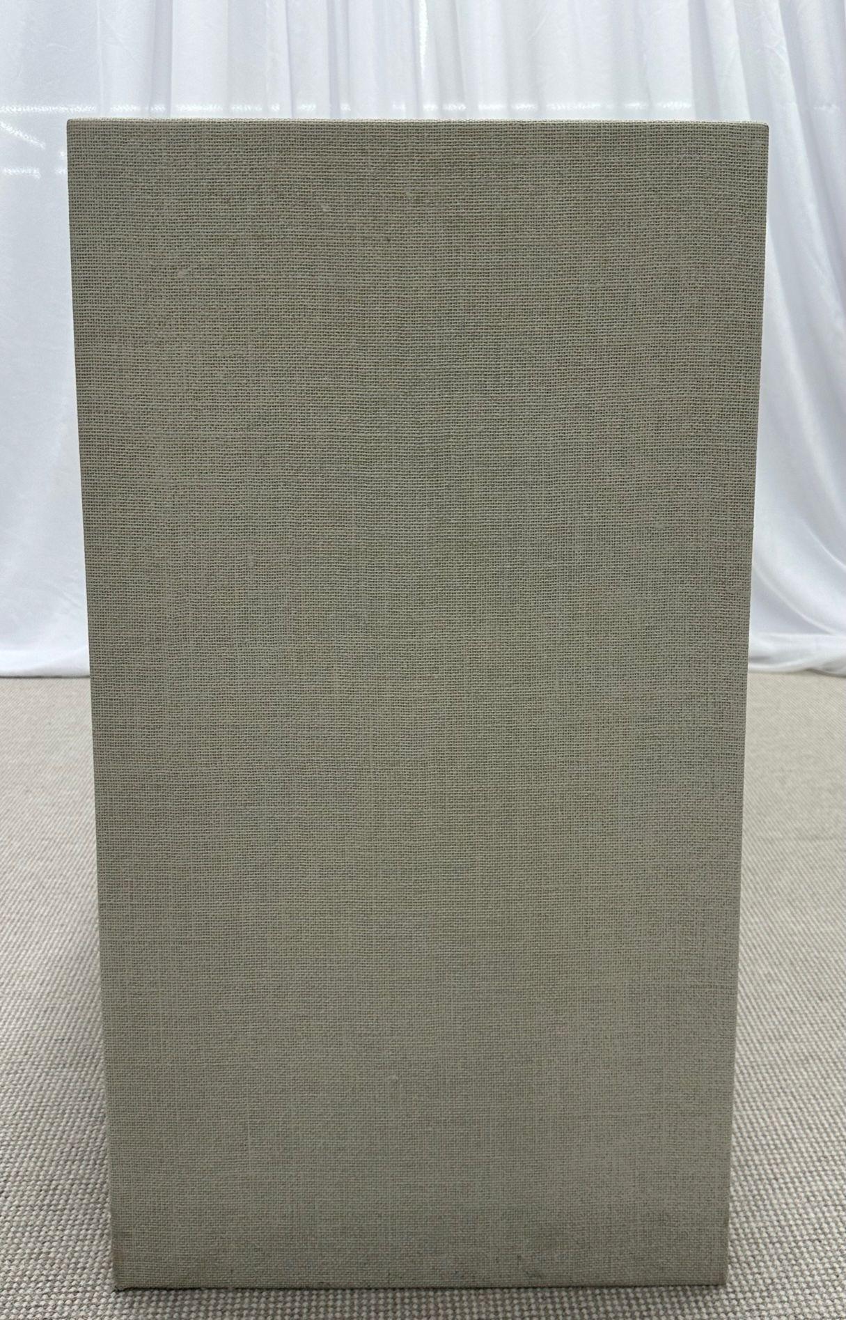 Modern White Custom Four Door Linen Wrapped Sideboard / Credenza, Brass 6