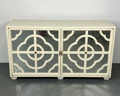 Modern White Decorative Mirrored Cabinet / Credenza / Dresser, American Design