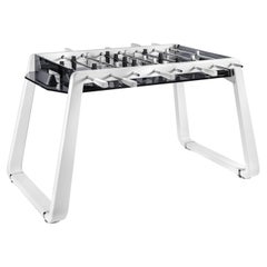 Modern White Foosball Table with Smoked Glass Playing Field by Impatia