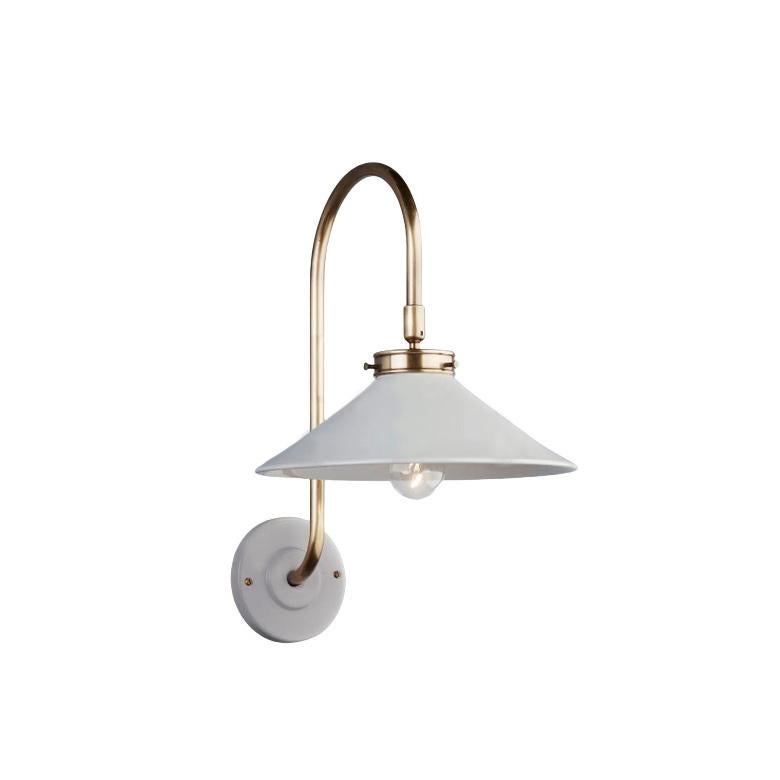 Modern White Glass and Brass Sconce In Good Condition For Sale In Sag Harbor, NY