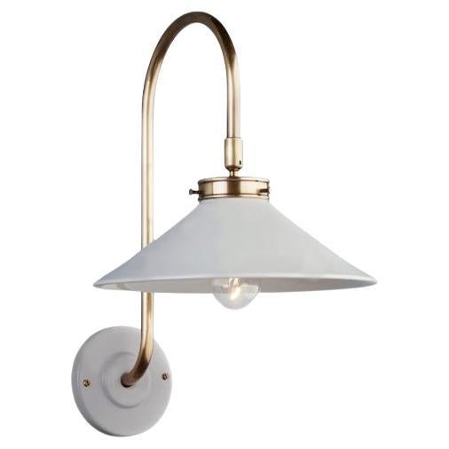 Modern White Glass and Brass Sconce For Sale