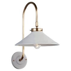 Modern White Glass and Brass Sconce