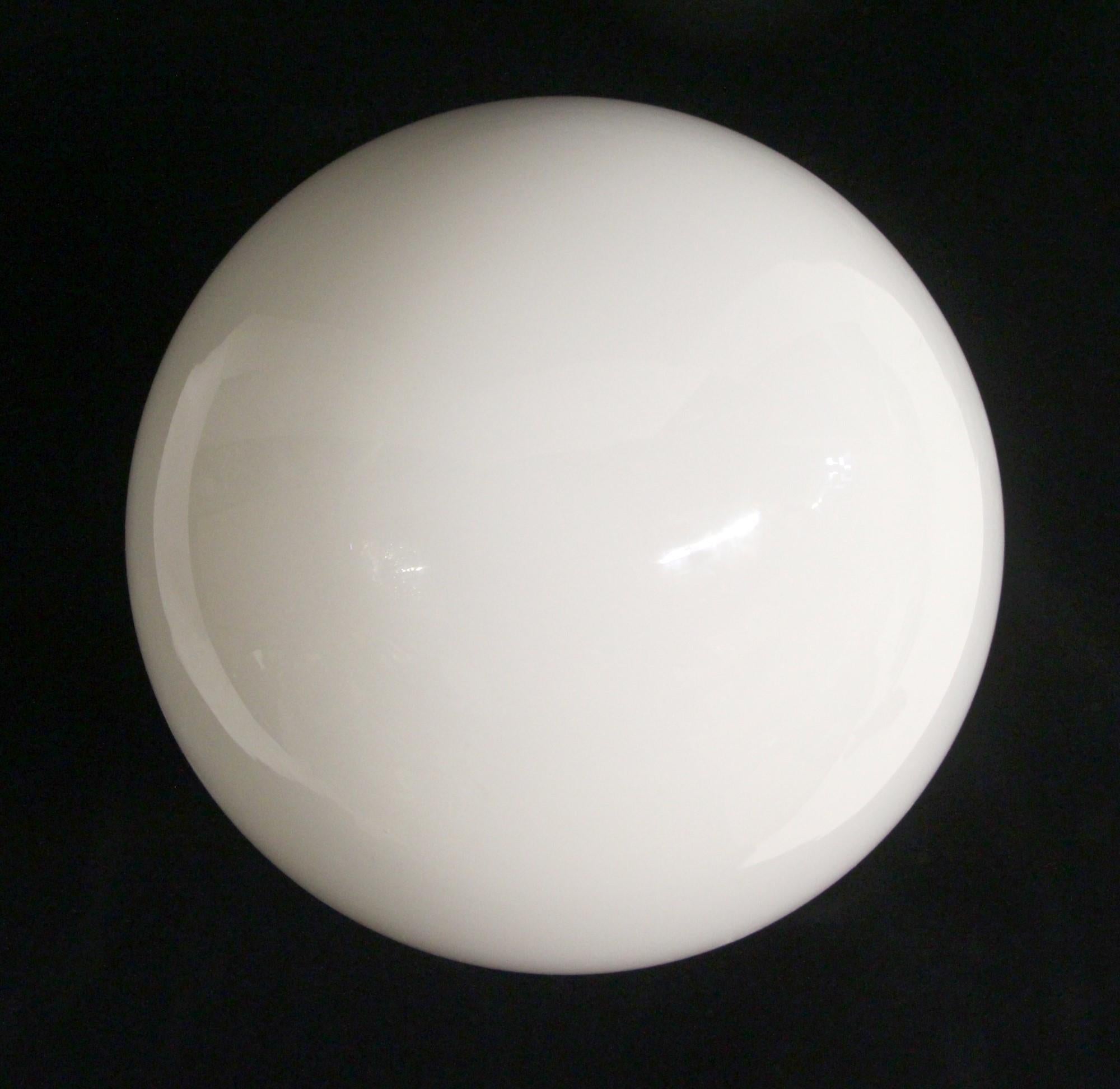 European Modern White Glass Egg Globe Flush Mount w/ Nickel Base