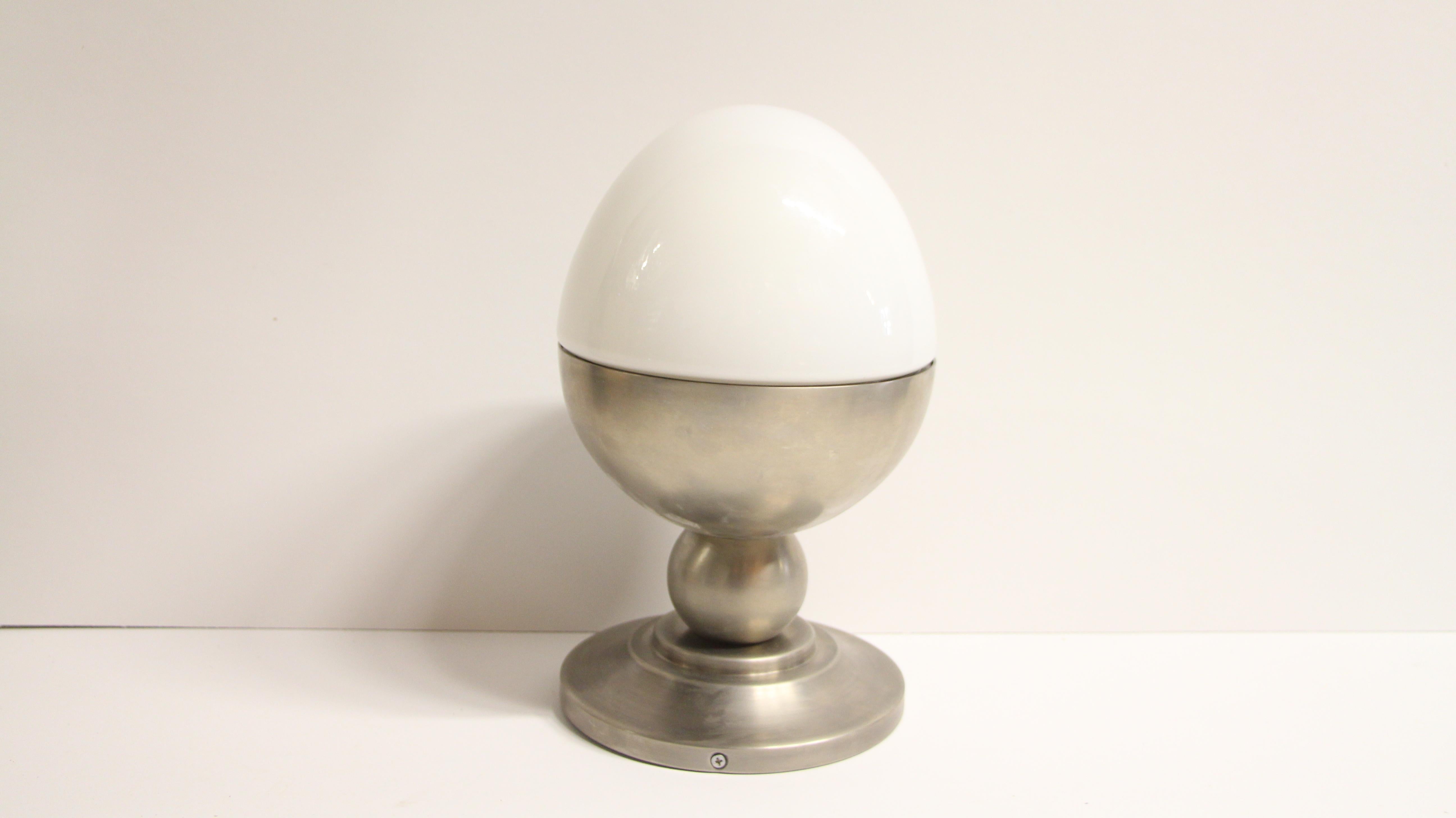 Modern White Glass Egg Globe Flush Mount w/ Nickel Base 1