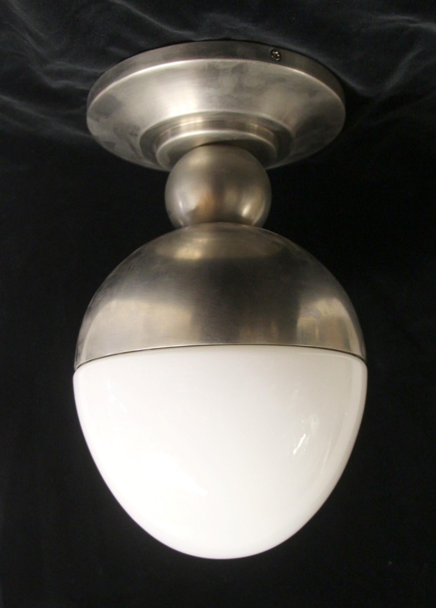 Modern White Glass Egg Globe Flush Mount w/ Nickel Base 2