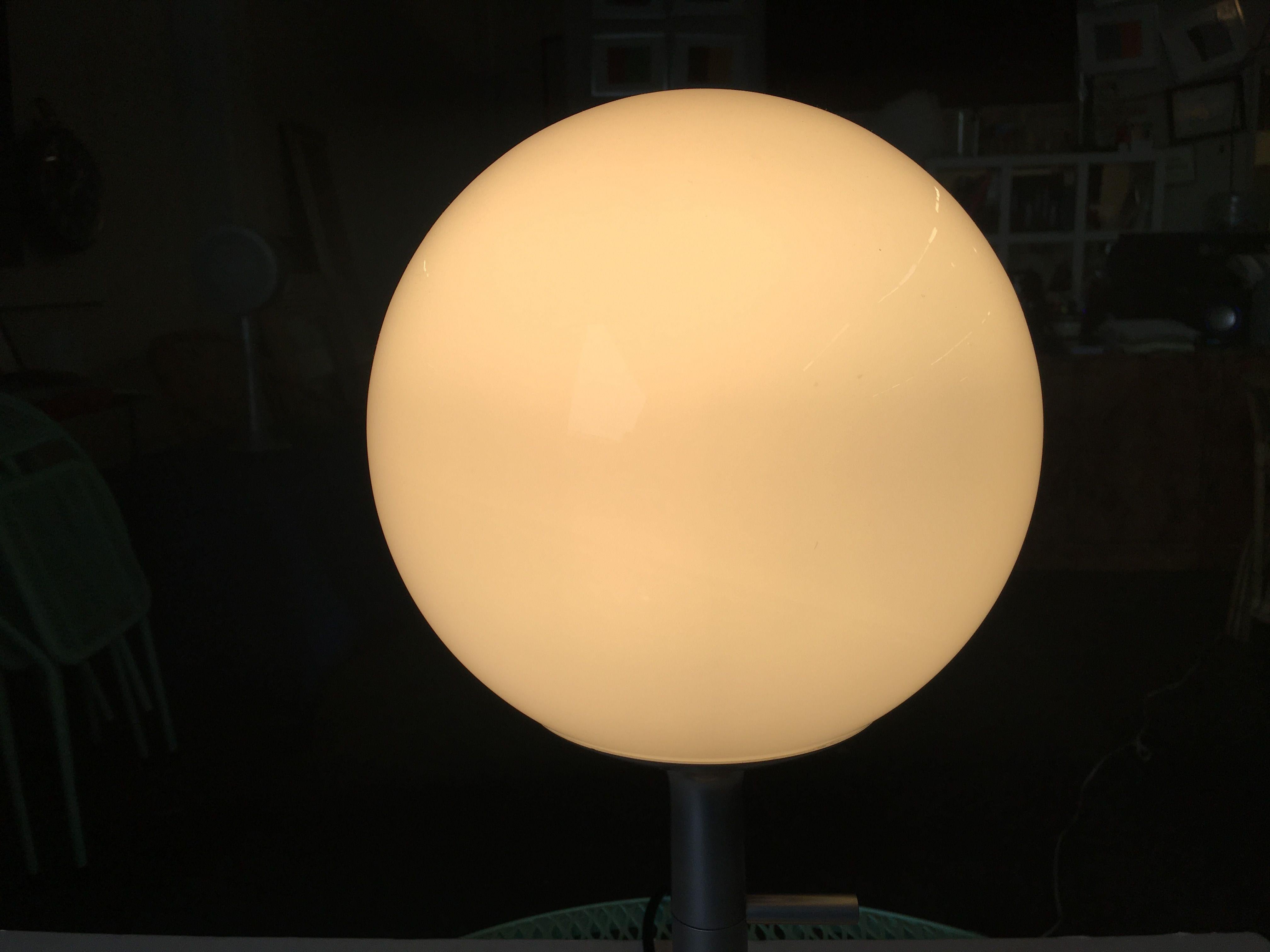 Modern White Globe Lamp with Chromed Steel Base For Sale 1