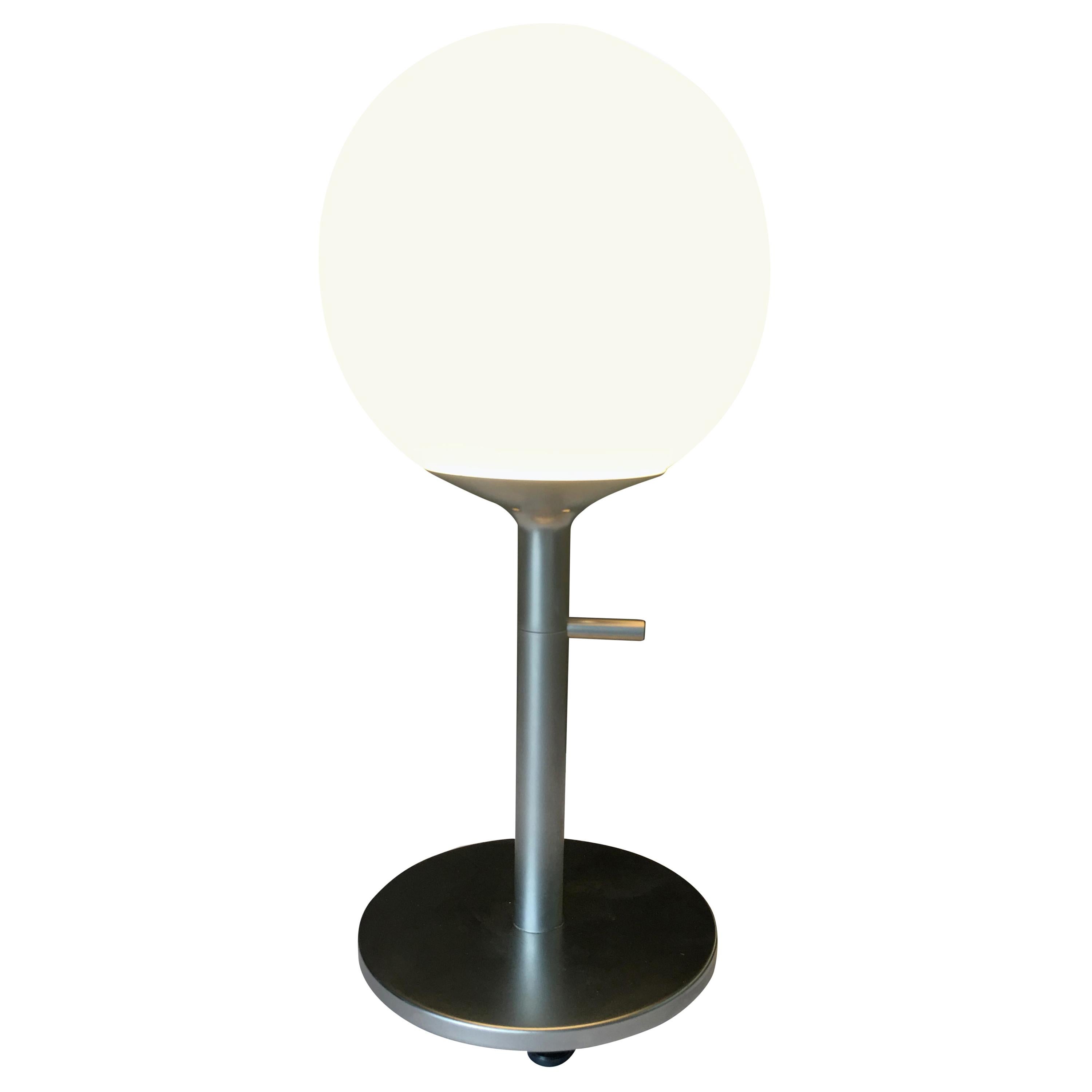 Modern White Globe Lamp with Chromed Steel Base For Sale