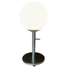 Modern White Globe Lamp with Chromed Steel Base