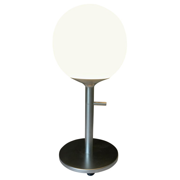 Modern White Globe Lamp with Chromed Steel Base For Sale at 1stDibs