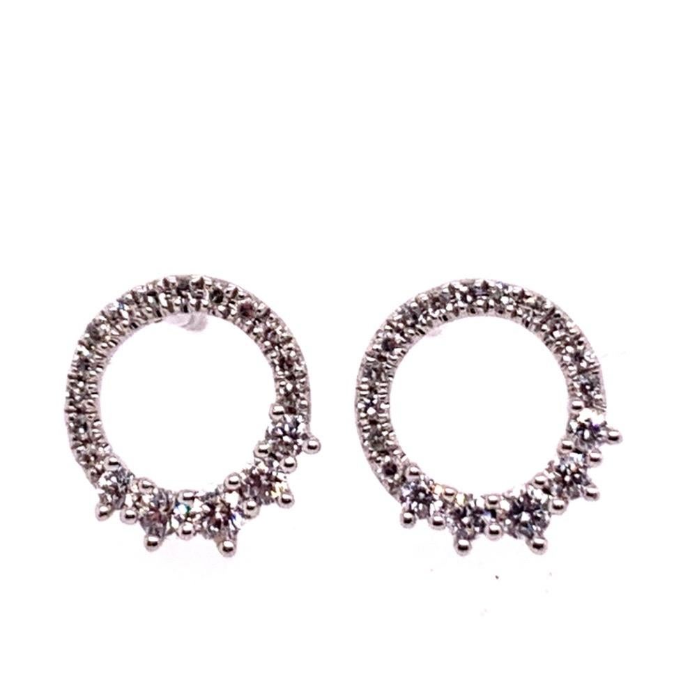 Women's Modern White Gold 0.22 Carat Natural Colorless Diamond Circle Earrings Gem Stone