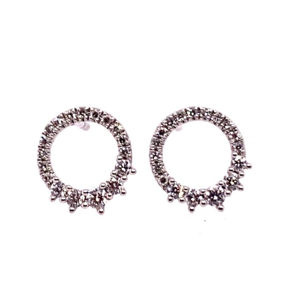 Modern White Gold 0.22 Carat Natural Colorless Diamond Circle Earrings Gem Stone 4