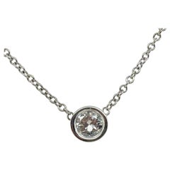Modern White Gold 0.70 CARAT Natural Round Diamond BEZEL Set Necklace