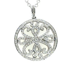 Modern White Gold 1 Carat Natural Round Diamond Medallion Pendant