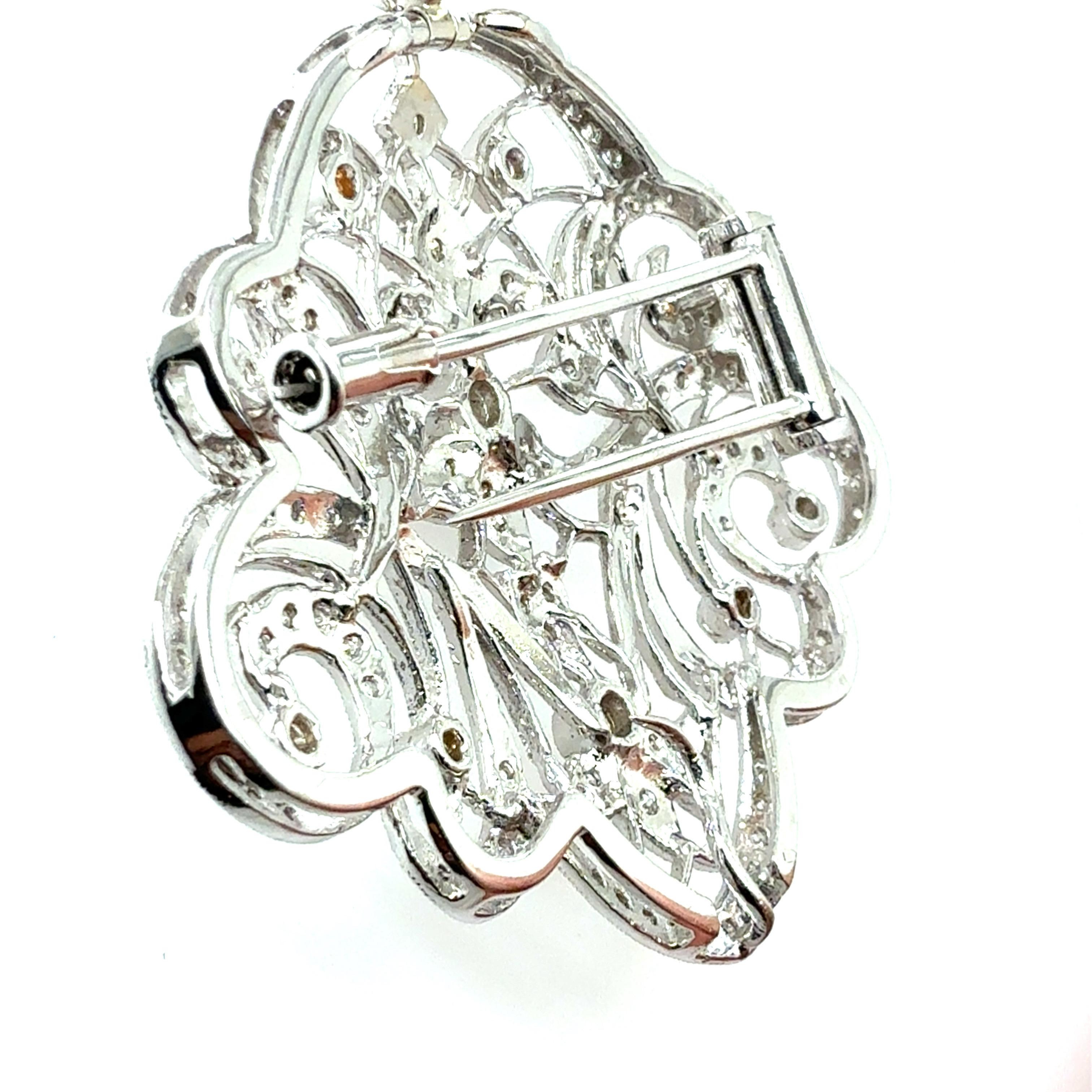 Moderner Weißgold 1,25 Karat natürlicher farbloser Diamant Anhänger & Brooche im Zustand „Gut“ im Angebot in Los Angeles, CA