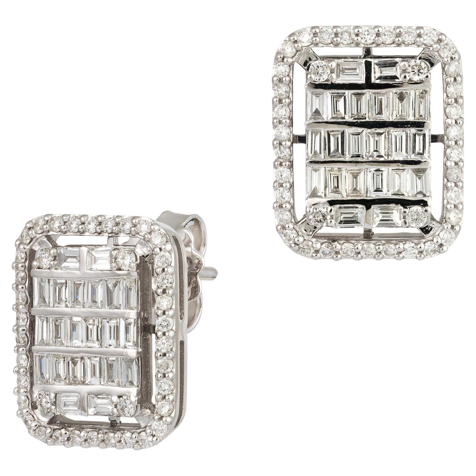 Modern White Gold 18K Earrings  Diamond For Her