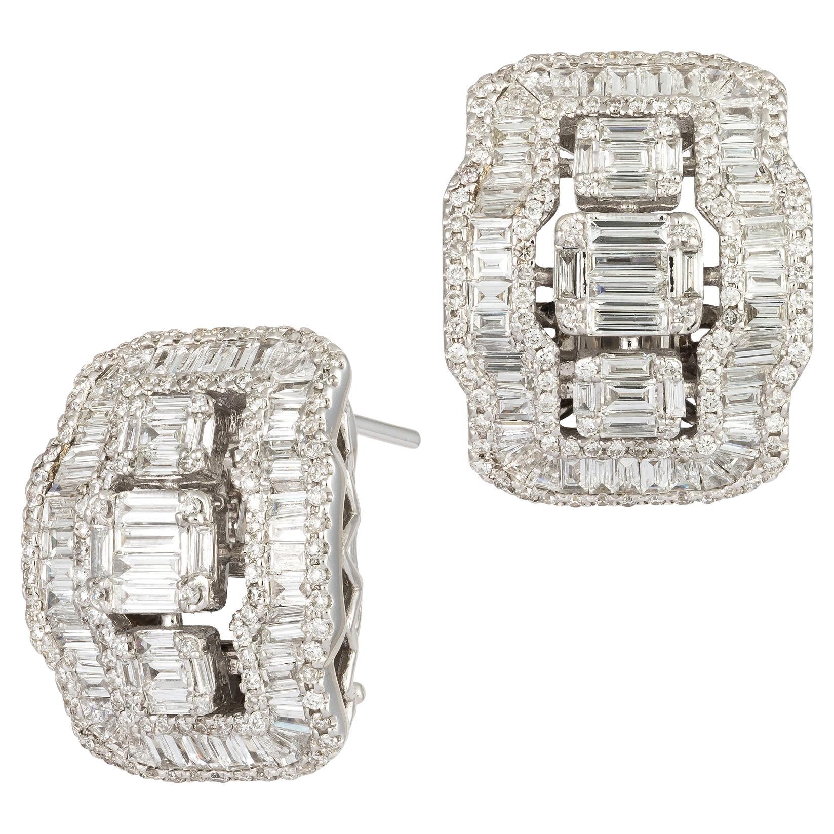 Modern White Gold 18K Earrings Diamond for Her