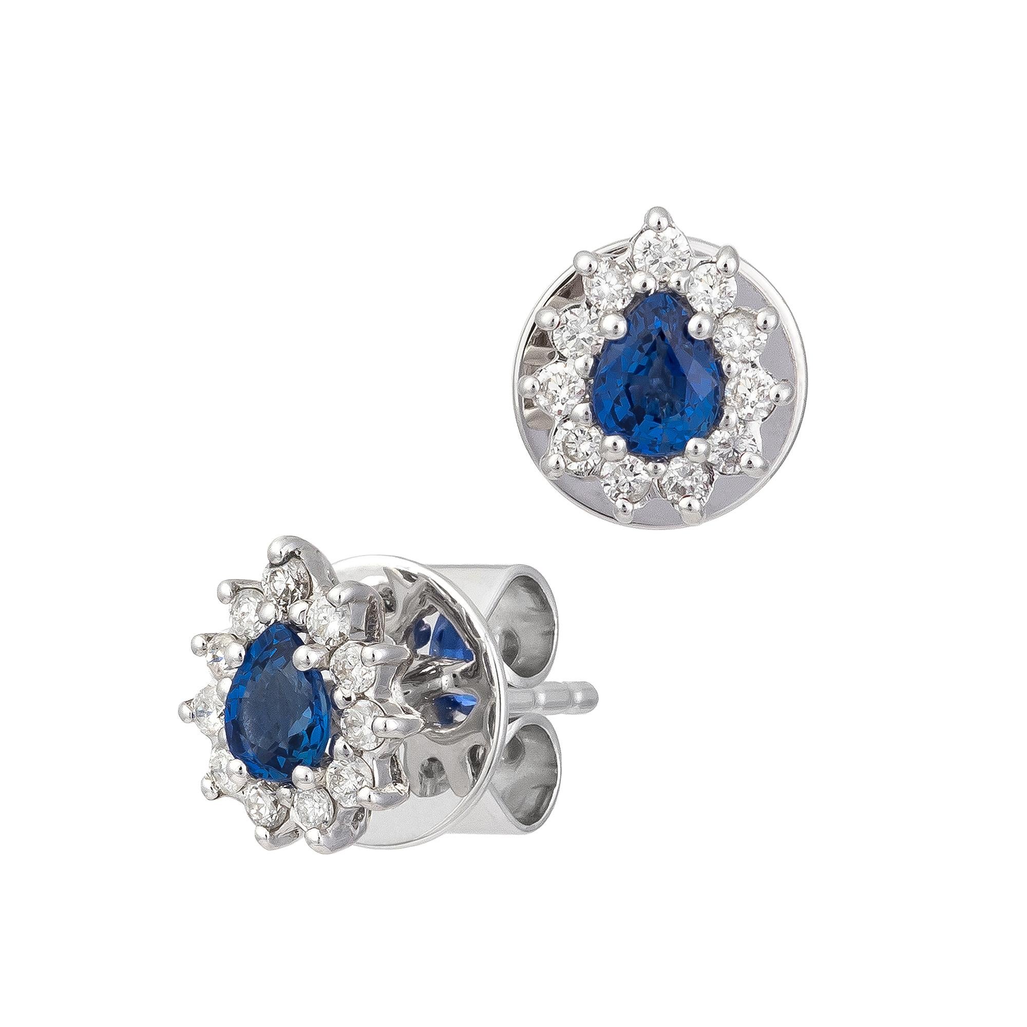 Women's Modern White Gold 18K Earrings Multi Sapphire Diamond For Her For Sale