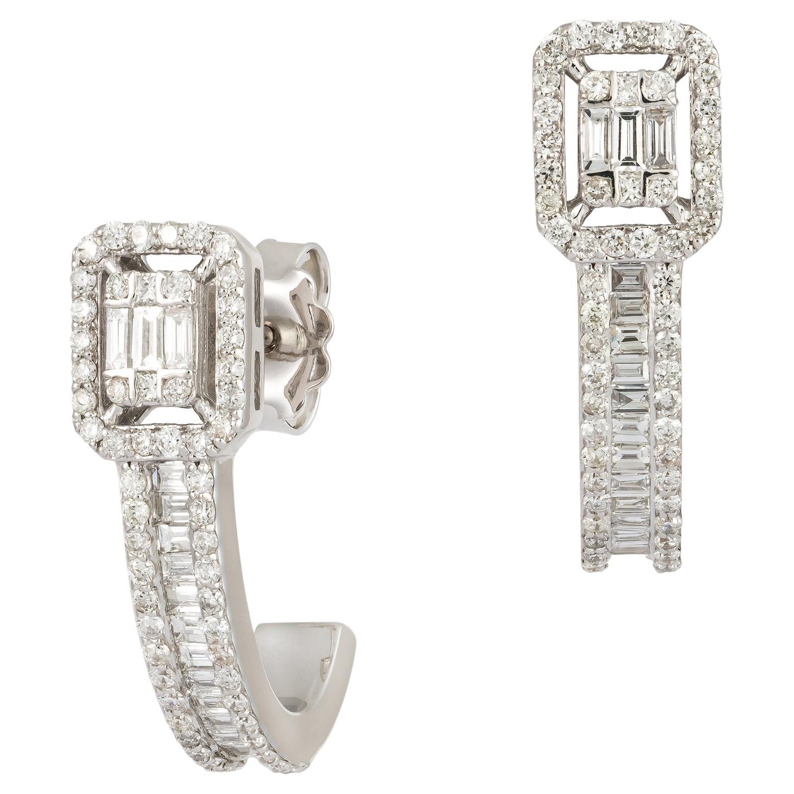Modern White Gold 18K Earrings Studs Diamond for Her
