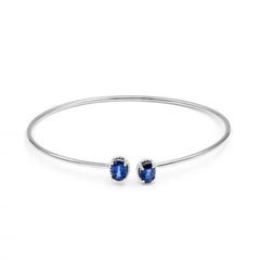 Modern White Gold Blue Sapphire Bracelet  For Her