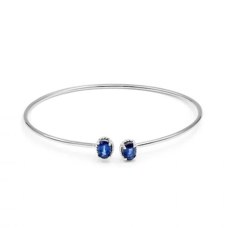 Women's Modern White Gold Blue Sapphire Bracelet  For Her For Sale