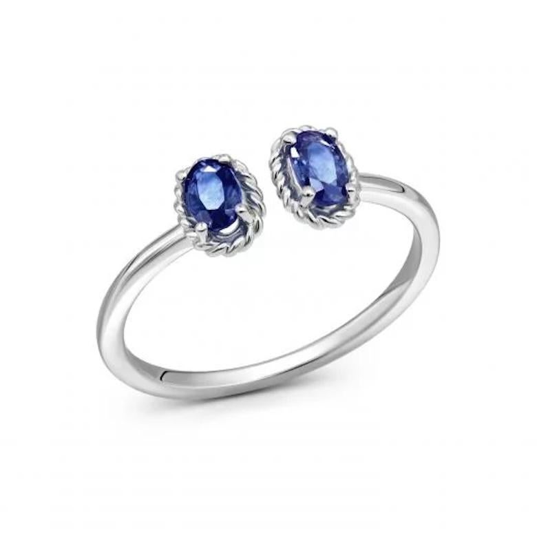 Modern White Gold Blue Sapphire Ring  For Her For Sale 2