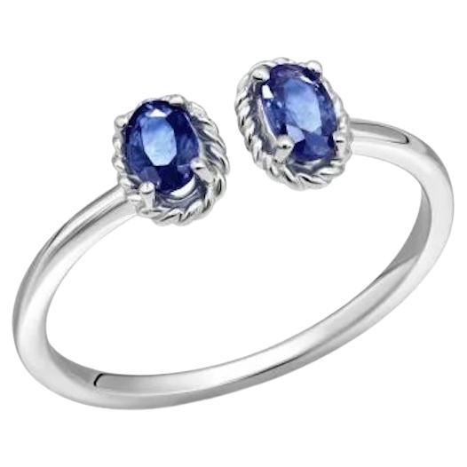 Modern White Gold Blue Sapphire Ring  For Her For Sale