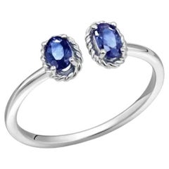 Modern White Gold Blue Sapphire Ring  For Her