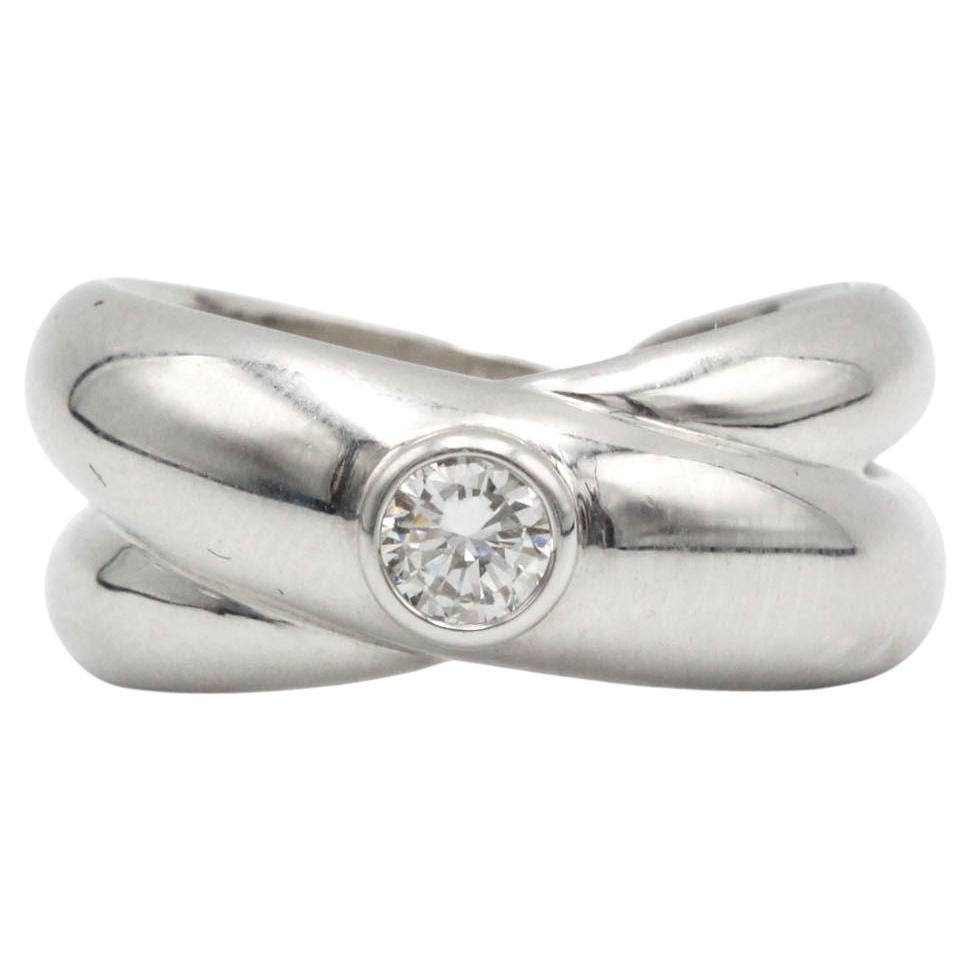 Modern White Gold Crossover Ring with Brilliant Cut Diamond