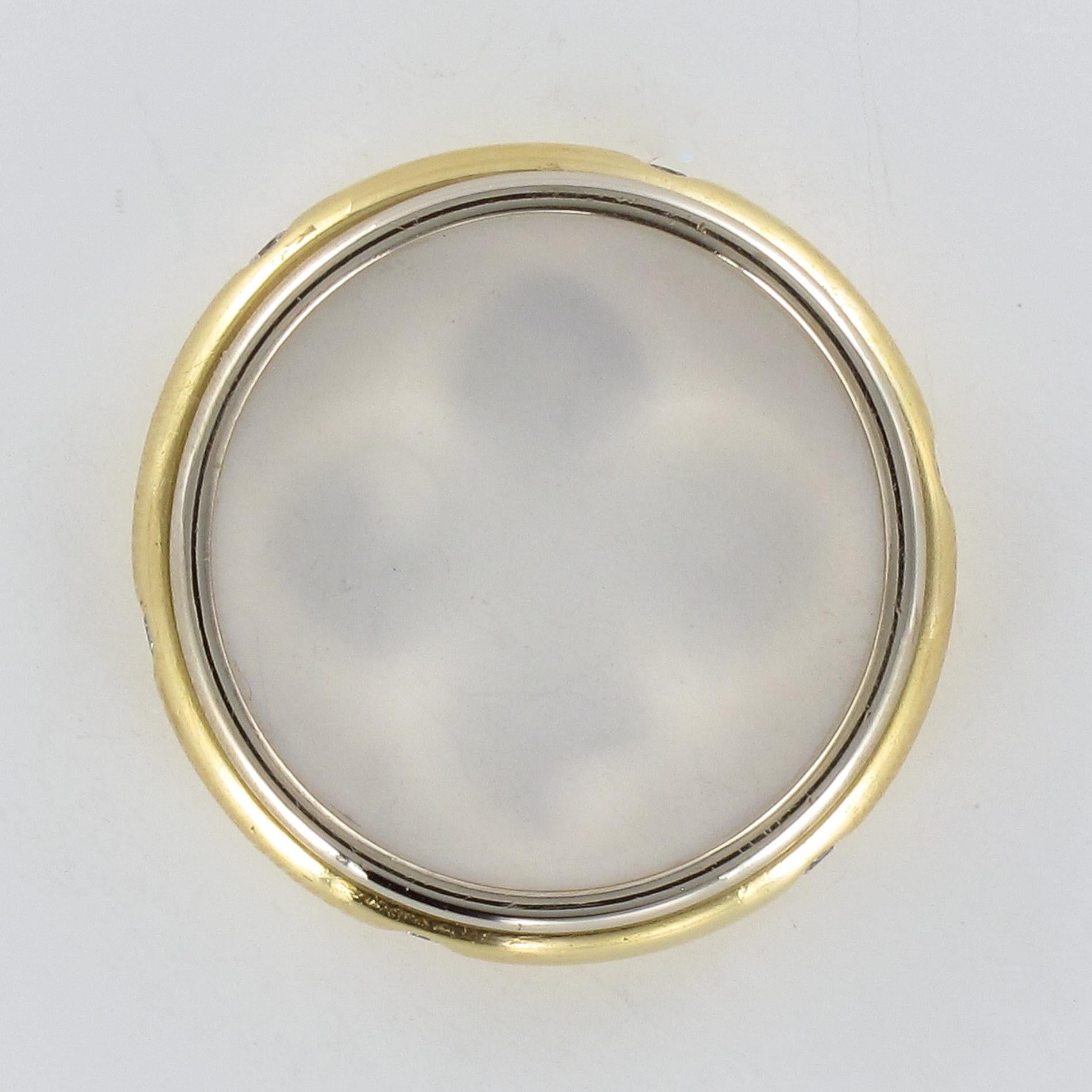 Women's Modern 18 Karat White Gold Yellow Gold Diamond Mobile Wedding Ring