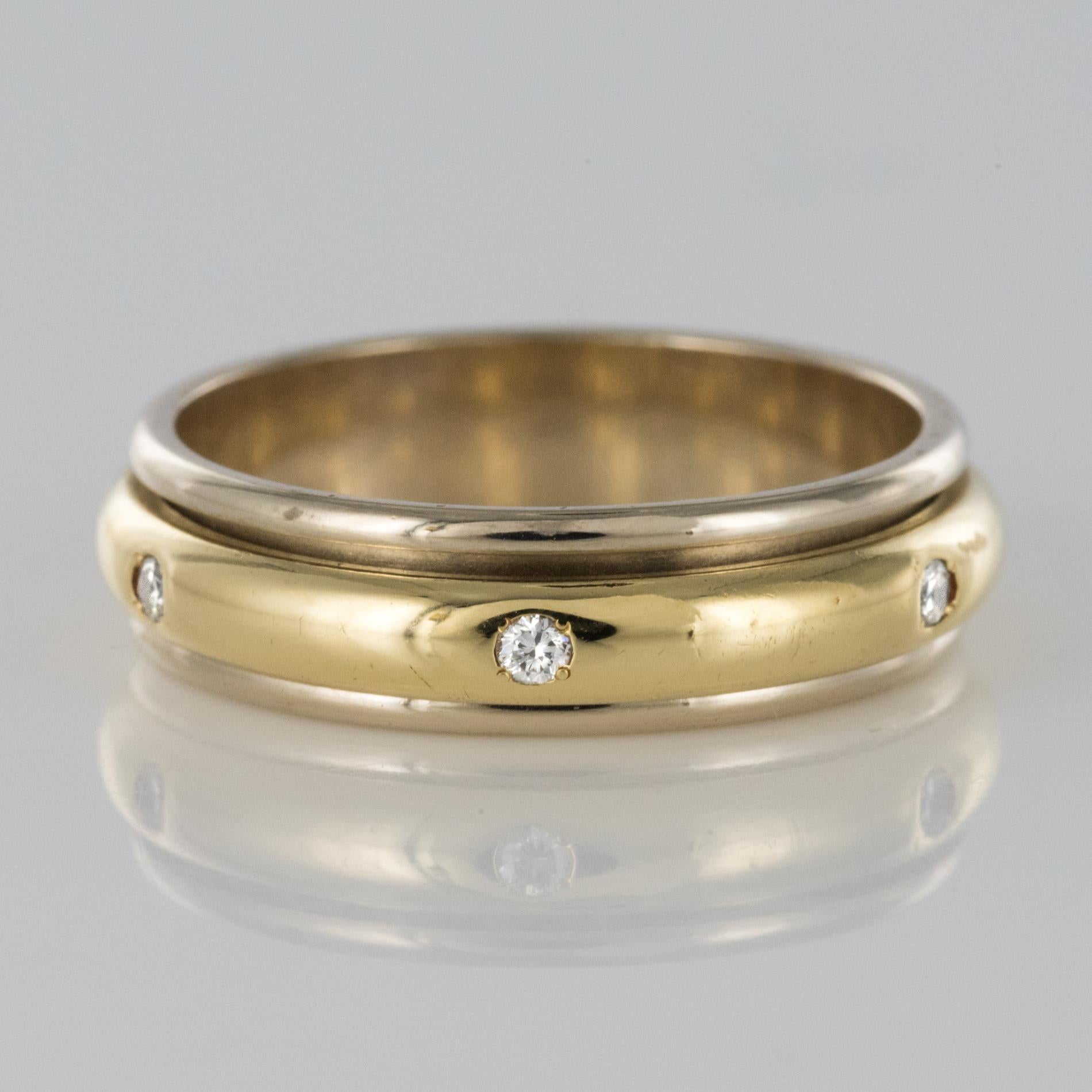 Modern 18 Karat White Gold Yellow Gold Diamond Mobile Wedding Ring 1