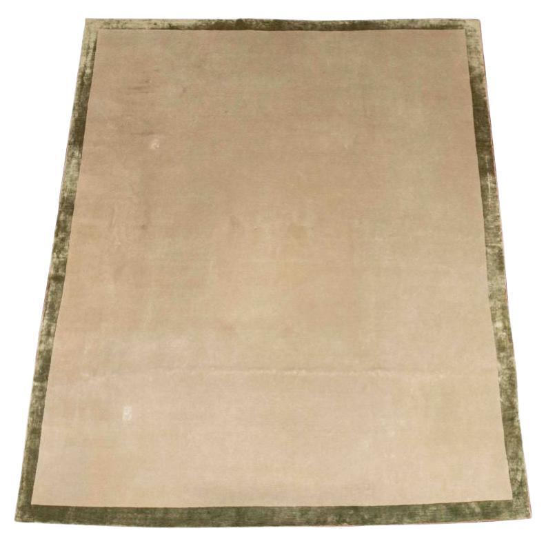 Modern White & Green Border Carpet 11.8' x 10.5' For Sale