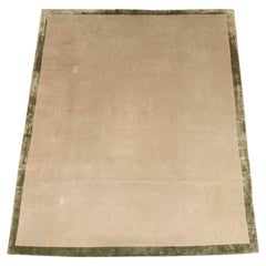 Modern White & Green Border Carpet 11.8' x 10.5'