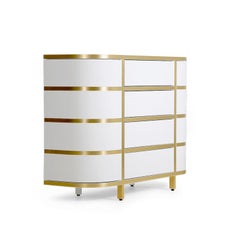 Modern White, Gold High Gloss Sideboard or Rounded Console