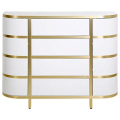 Modern White, Gold High Gloss Sideboard or Rounded Console