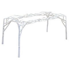 Base per tavolo da pranzo moderna in ferro bianco con ramo scultoreo "Corona di spine".