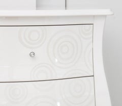 Modern White Lacquer 7-Drawer Bombe Chest