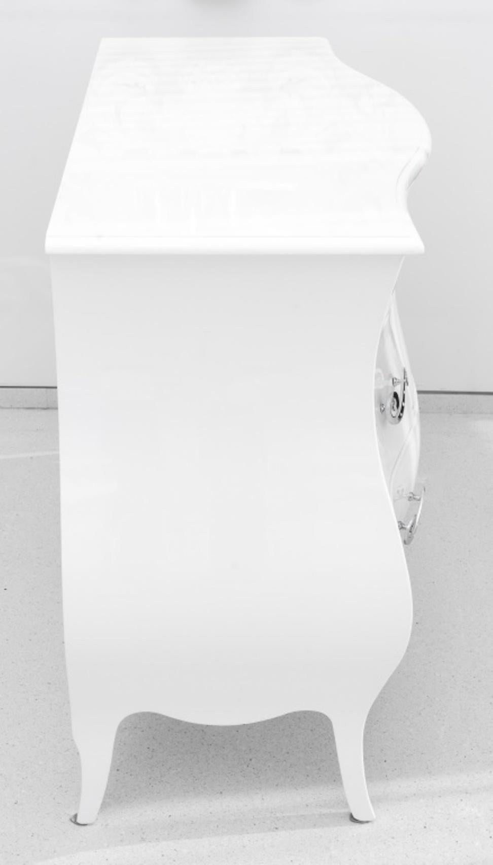 Modern White Lacquer Bombe Chest of Drawers 5