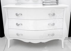 Modern White Lacquer Bombe Chest of Drawers