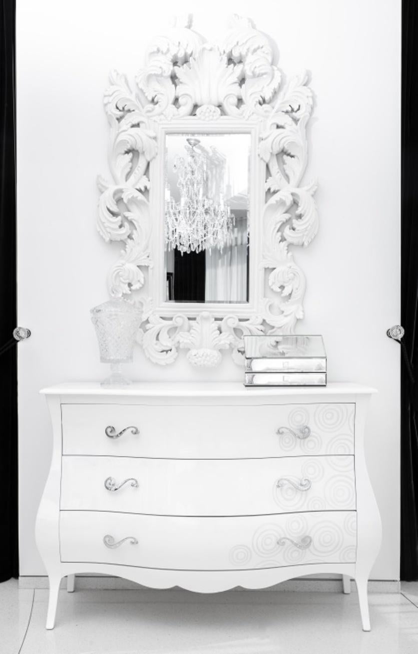 Modern White Lacquer Bombe Chest of Drawers 2