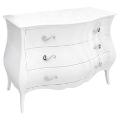 Modern White Lacquer Bombe Chest of Drawers
