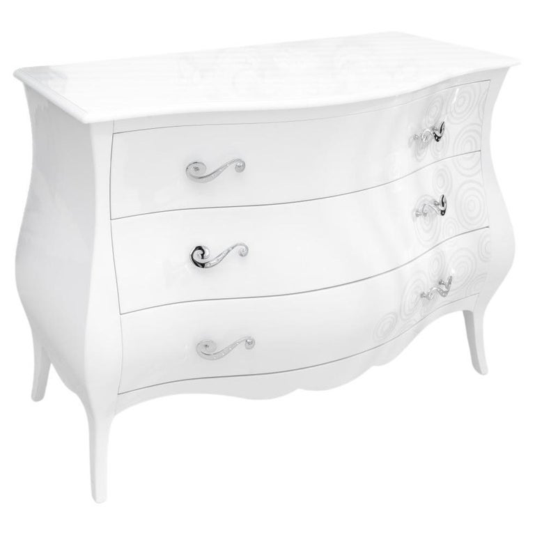 Modern White Lacquer Bombe Chest of Drawers For Sale at 1stDibs