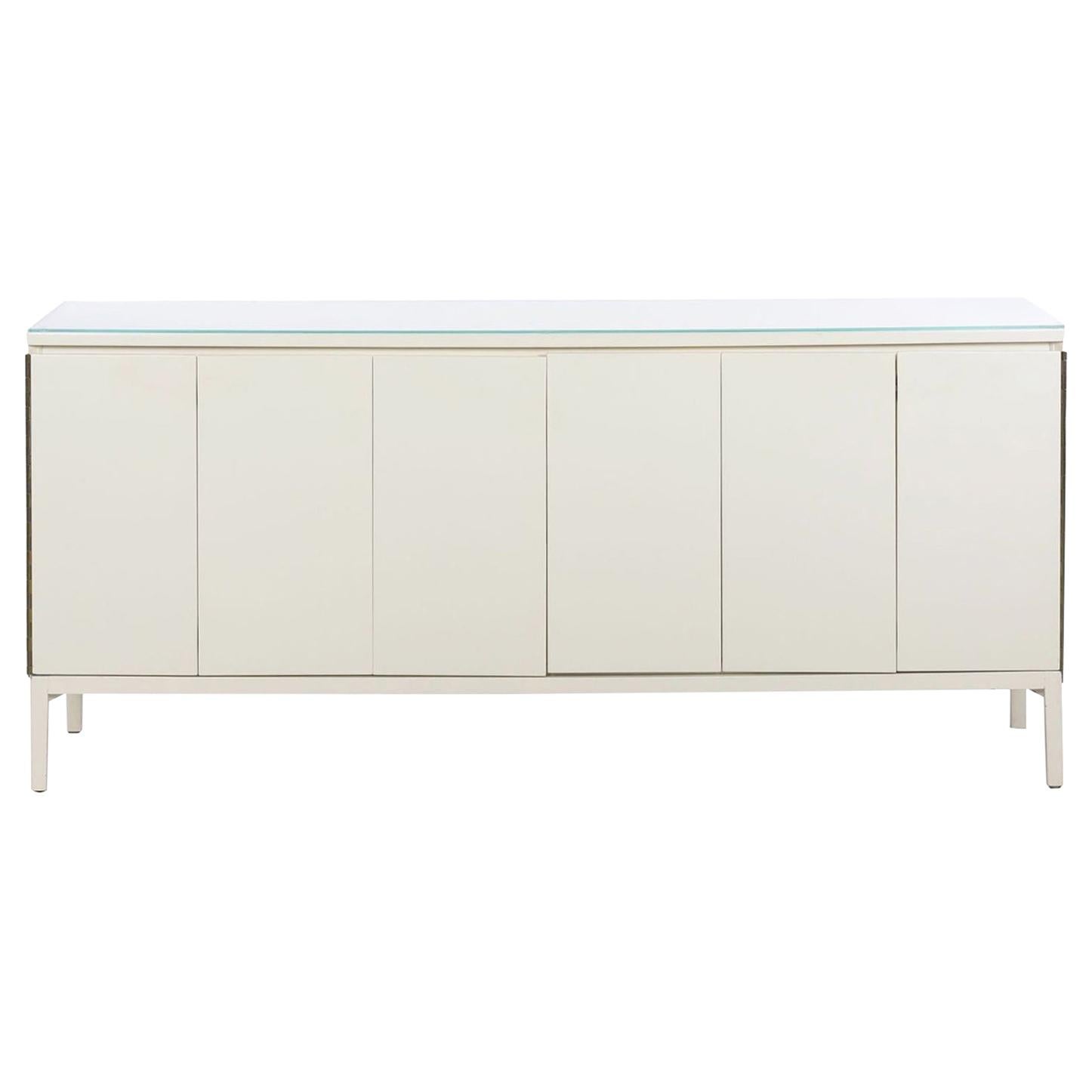 Modern White Lacquer Cabinet Credenza with Eight Drawers, circa 1980s