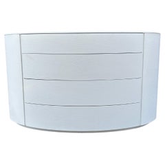 Modern White Lacquer oval curved 4 drawer dresser