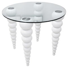 Modern White Lacquer Stacked Sphere Table