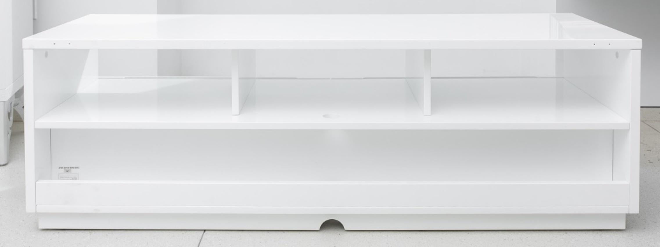 Contemporary Modern White Lacquer Storage Bench For Sale