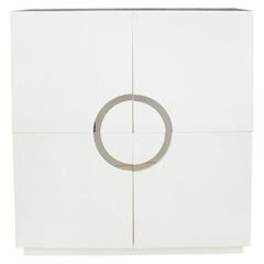 Modern White Lacquered 4 Door Cabinet