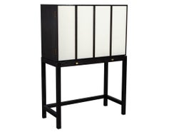 Modern White Lacquered Bar Cabinet