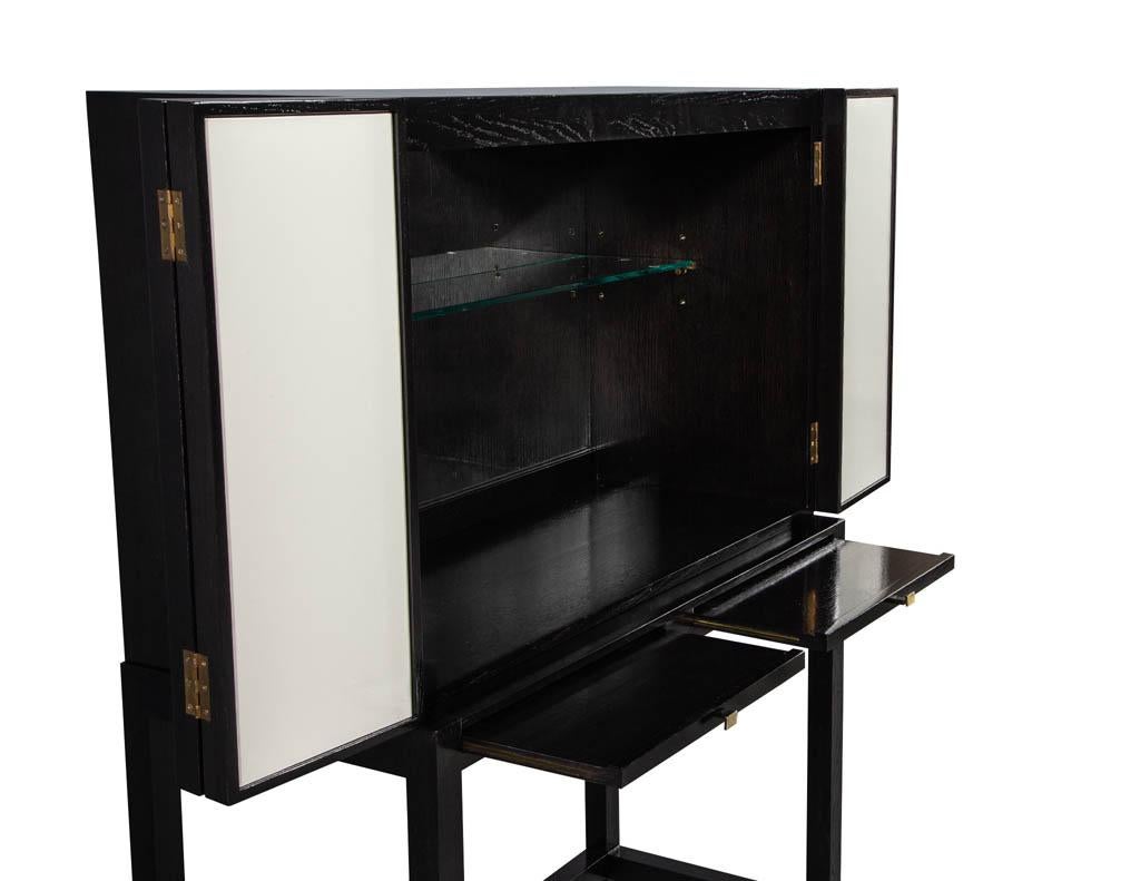 American Modern White Lacquered Bar Cabinet